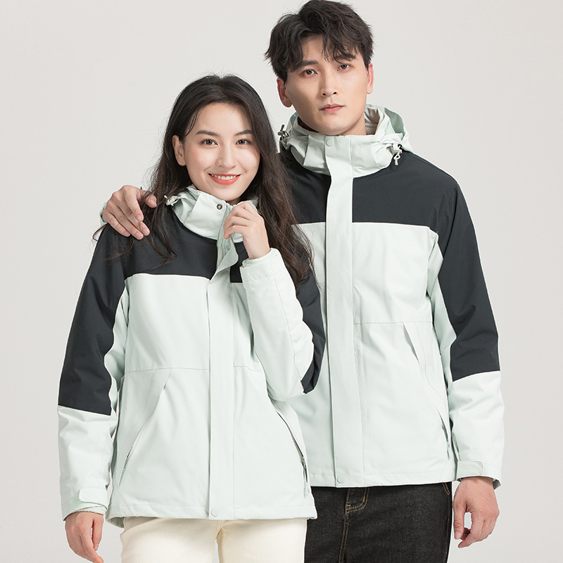 户外三合一冲锋衣男潮流防寒服女两件套滑雪服防风防水定制logo 220805女220806