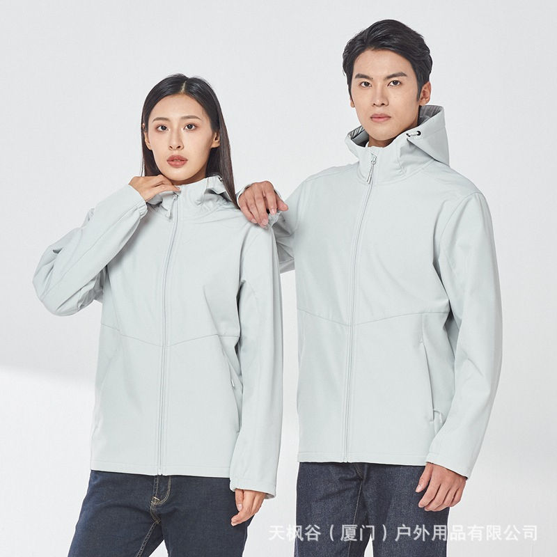 【严选】防水单层加绒冲锋衣男款透气专业登山服女防风软壳衣定制TFG1001